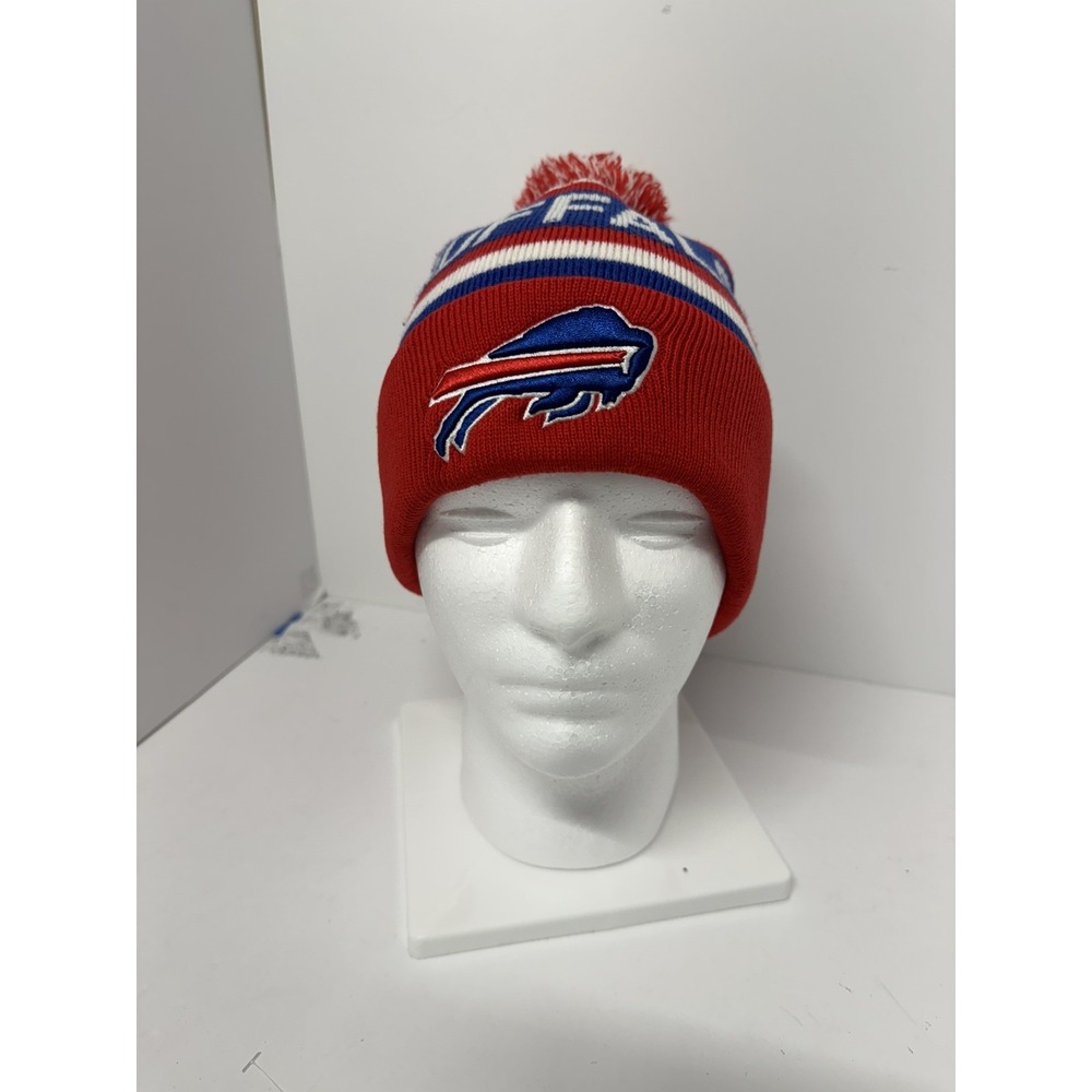 Buffalo Bills Pom Pom Knit Beanie Hat Red Blue White Cuffed NFL Winter Cap